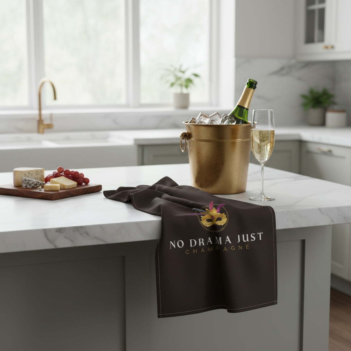 No Drama Just Champagne Tea Towel | Stylish Home and Bar Accessory
