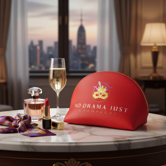 No Drama Just Champagne Cosmetic Bag - Stylish Makeup Bag