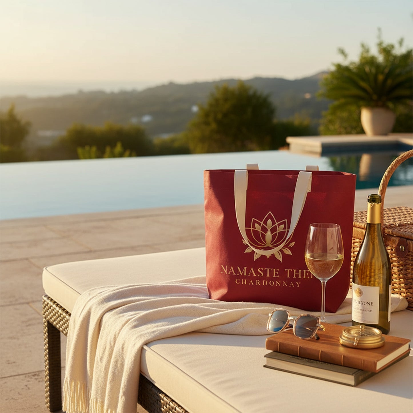 Namaste Then Chardonnay Tote Bag - Stylish Burgundy Canvas Bag