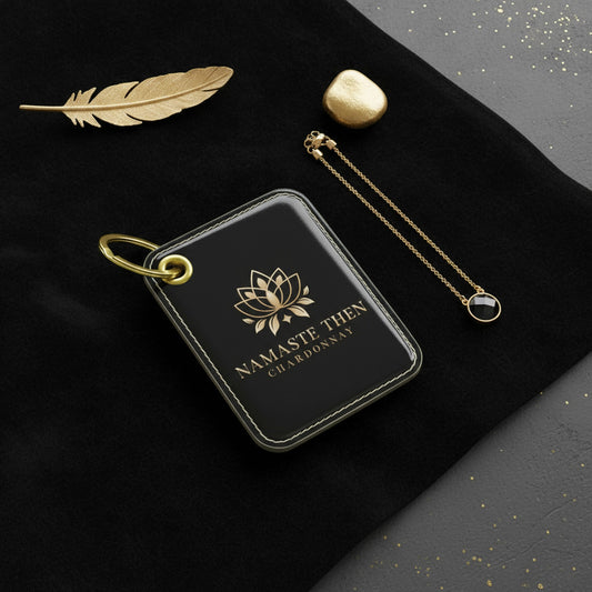 Namaste Then Chardonnay Leather Key Ring - Fun Wine Lover Gift