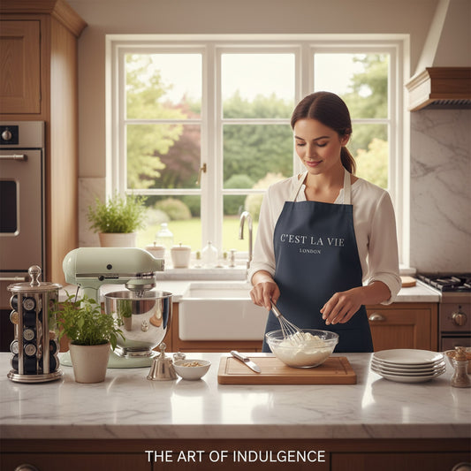 Navy Luxury Apron - C'EST LA VIE Chic Kitchen Accessories