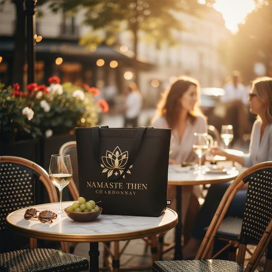 Namaste Then Chardonnay Canvas Tote | Stylish Wine & Yoga Bag