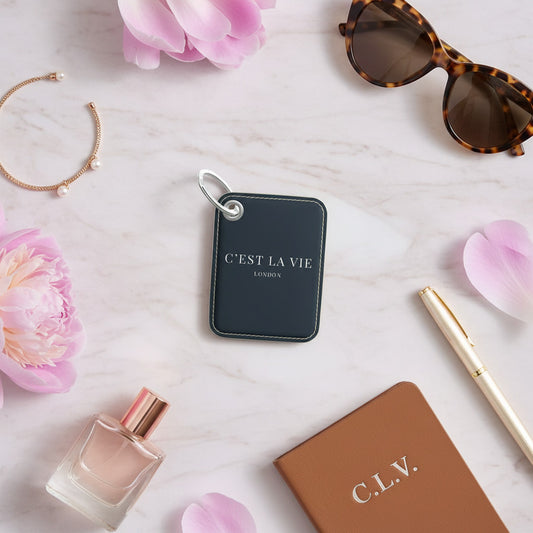 C'EST LA VIE Keychain in Navy - Unique and Chic Key Ring