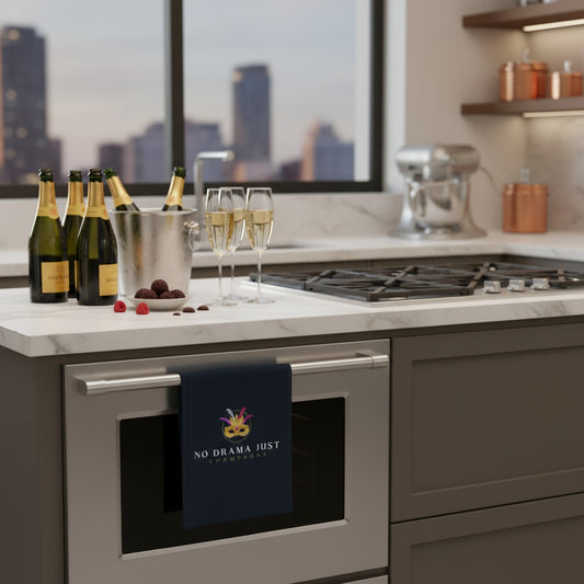 No Drama Just Champagne - Stylish Tea Towel for Wine Lovers
