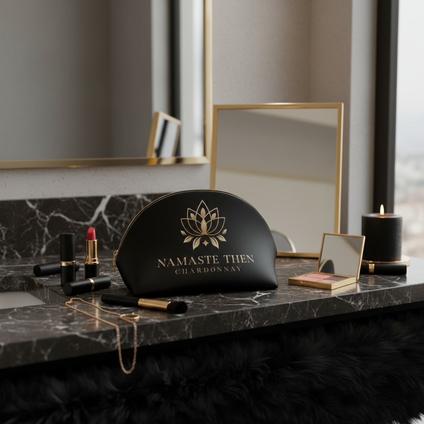 Namaste Then Chardonnay Makeup Bag | Wine Lovers Cosmetic Pouch