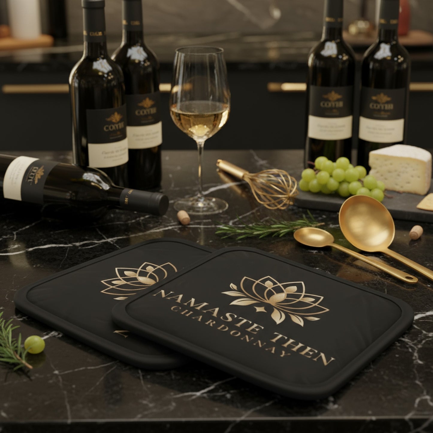 Namaste Then Chardonnay Pot Grabs | Unique Kitchen Accessories