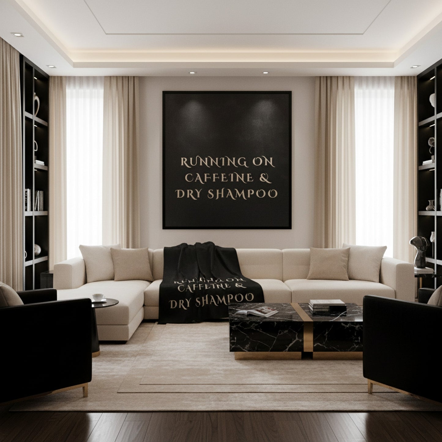 Luxury Velvet Sherpa Throw - Running on Caffeine & Dry Shampoo