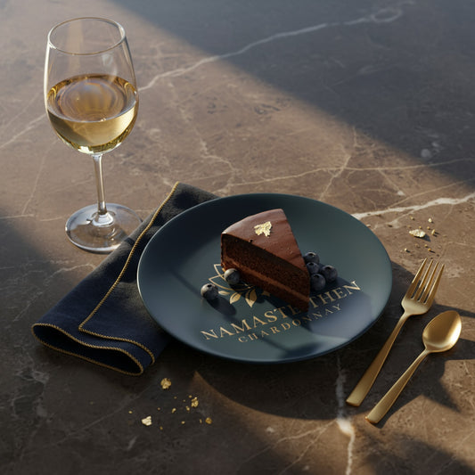 Namaste Then Chardonnay Ink Blue Bone China Plates Set of 2