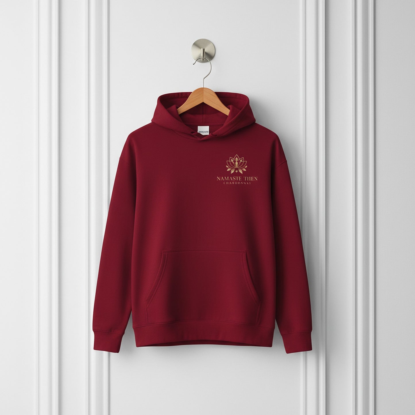 Namaste Then Chardonnay Hoodie | Luxury Burgundy Sweatshirt
