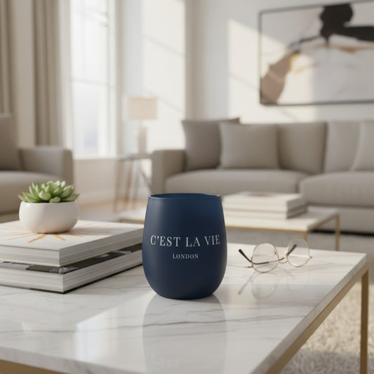 C'EST LA VIE Navy Crystal Water Glass - Elegant Drinkware