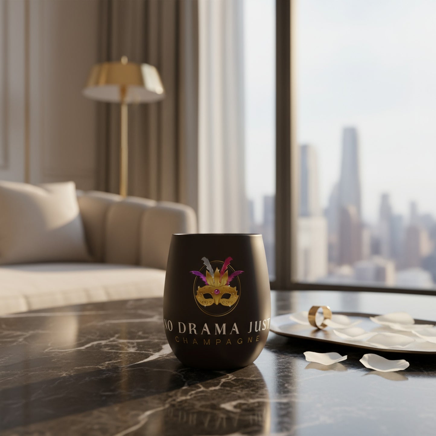 No Drama Just Champagne Crystal Glass - Elegant Drinkware for Celebrations