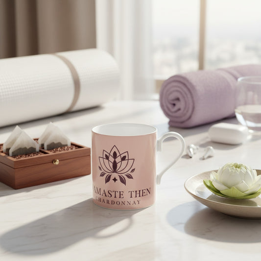 Namaste Then Chardonnay Luxury Pink Bone China Mug - Elegant Tea or Coffee Cup