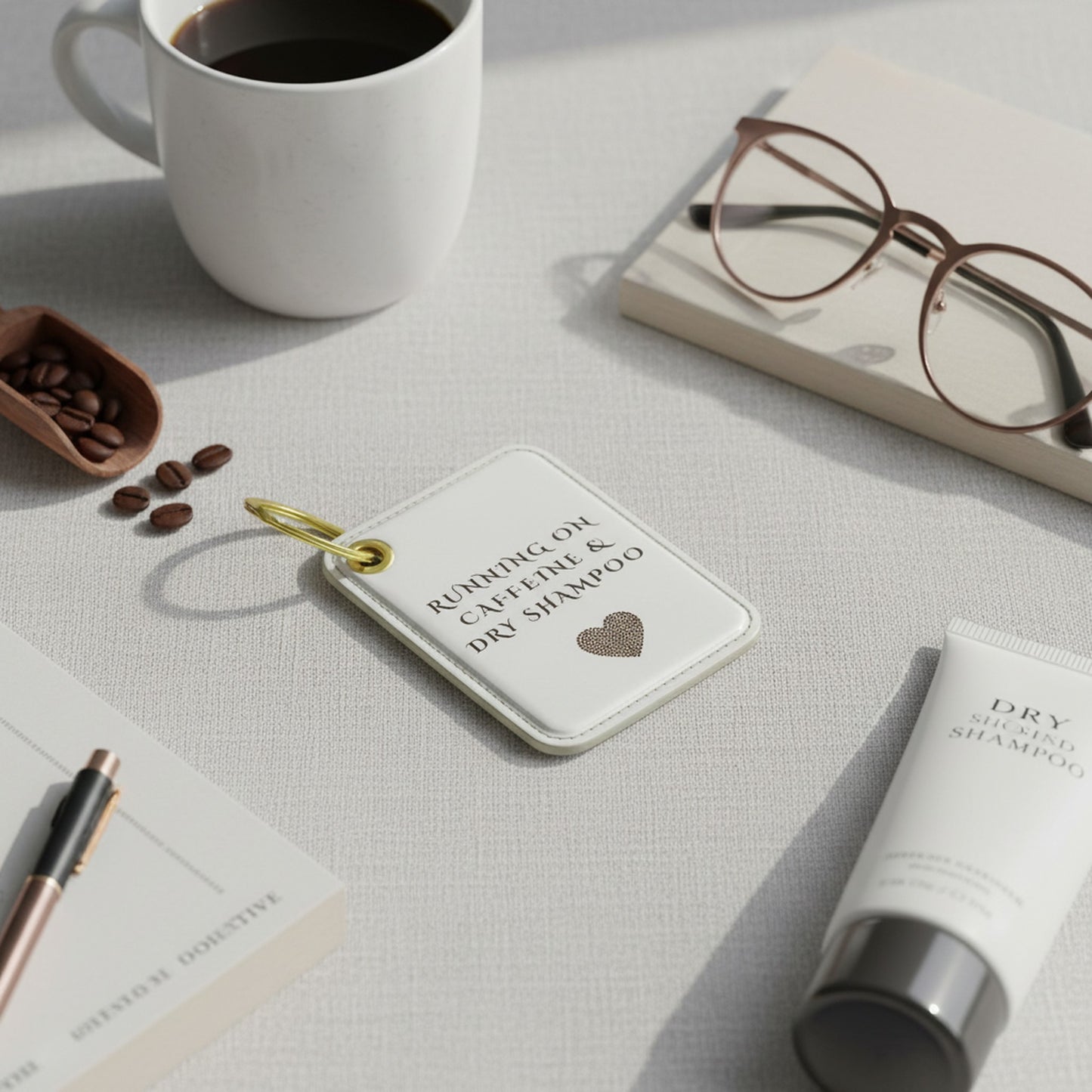 Luxury Key Ring - Running on Caffeine & Dry Shampoo Accessory