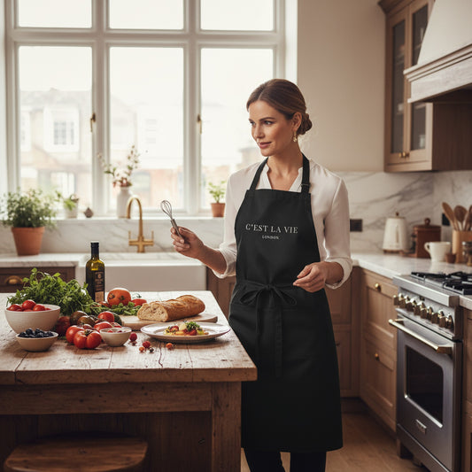 Chic C'EST LA VIE Black Apron | Unique Cooking Gift