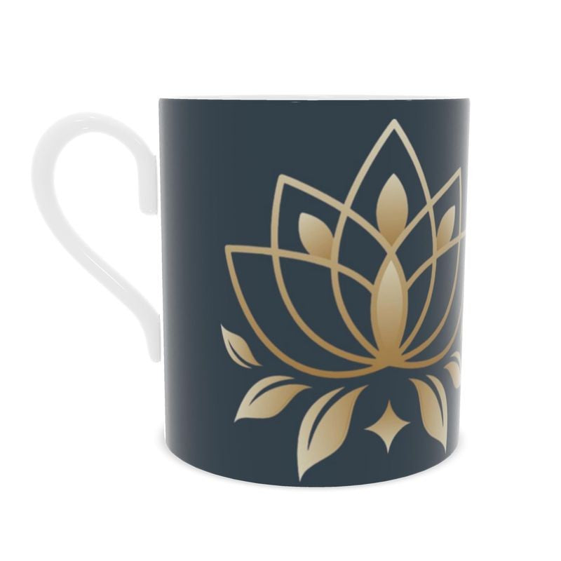 Luxury Namaste Then Chardonnay Mug in Elegant Ink Blue China