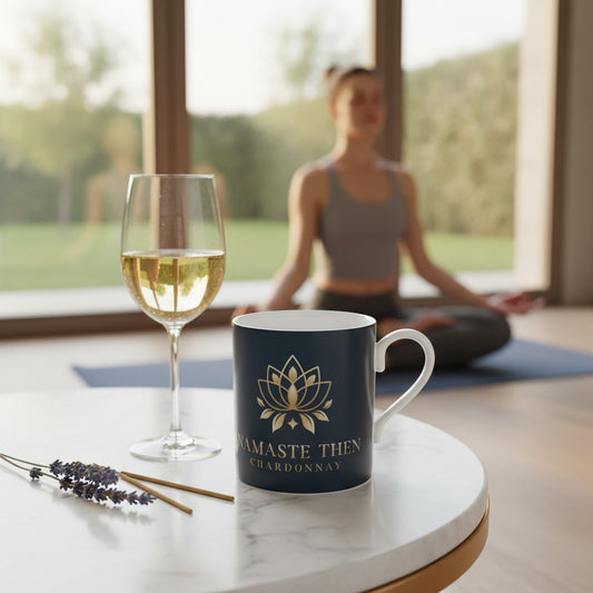 Luxury Namaste Then Chardonnay Mug in Elegant Ink Blue China