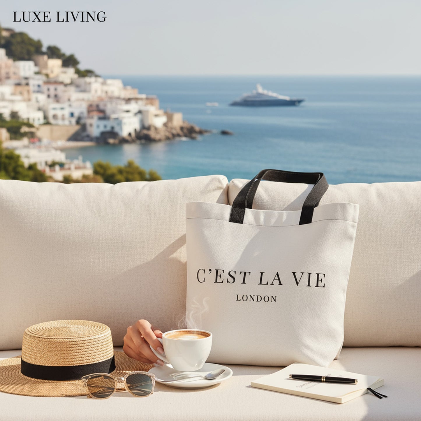 Chic C'EST LA VIE Cream Tote Bag - Fashionable & Functional