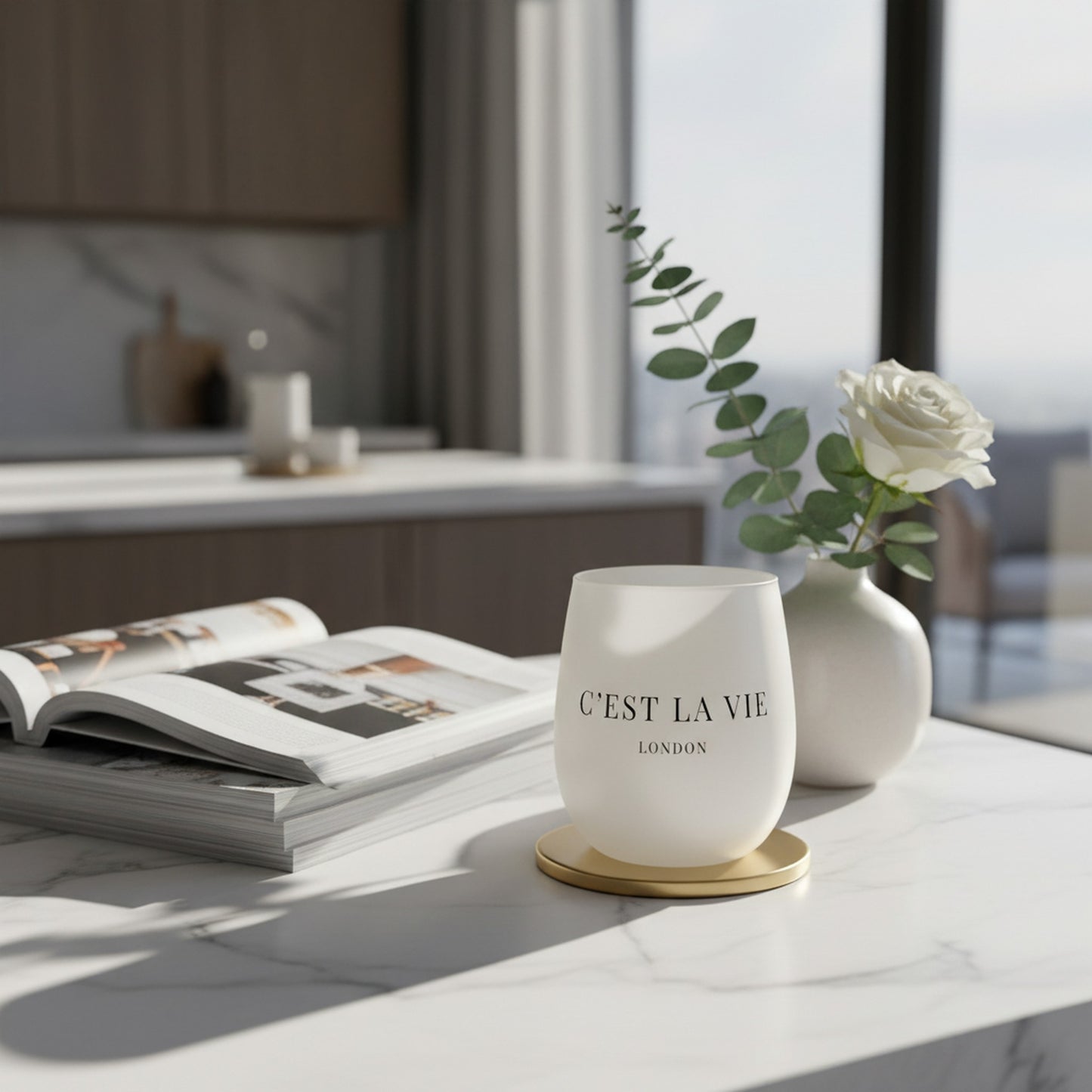 C'EST LA VIE Cream Crystal Water Glass - Stylish and Sophisticated Drinkware