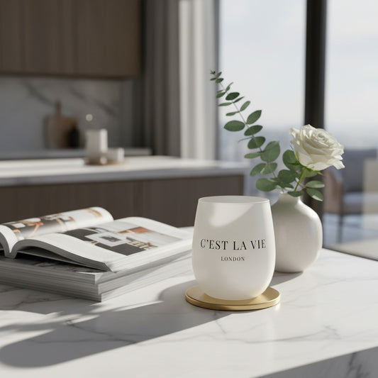 C'EST LA VIE Cream Crystal Water Glass - Stylish and Sophisticated Drinkware