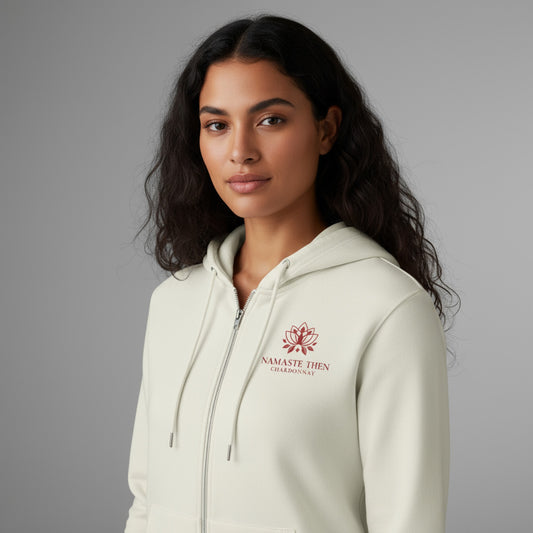 Luxury Cream Zip Up Hoodie: Namaste Then Chardonnay