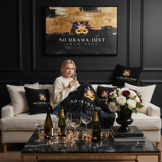Cosy Black Velvet Sherpa Throw - No Drama Just Champagne
