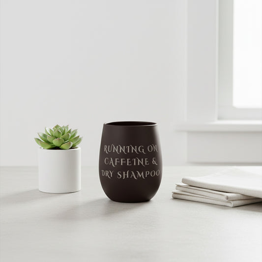 Luxury Crystal Water Glass - Running on Caffeine & Dry Shampoo