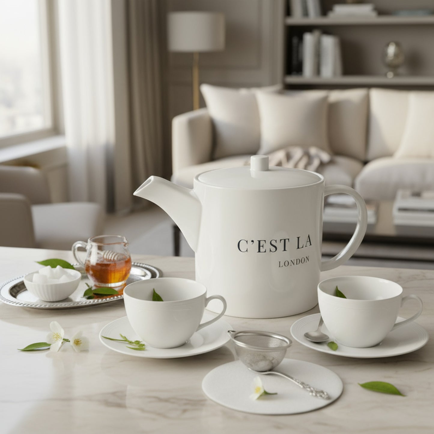 Chic C'EST LA VIE Cream Tea Pot | Fine Bone China Teapot