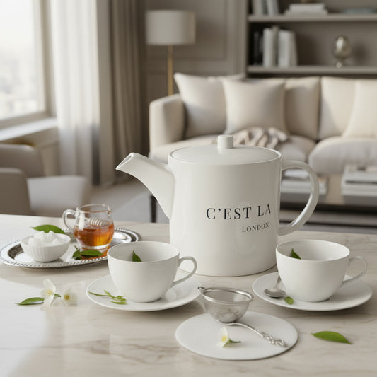 Chic C'EST LA VIE Cream Tea Pot | Fine Bone China Teapot