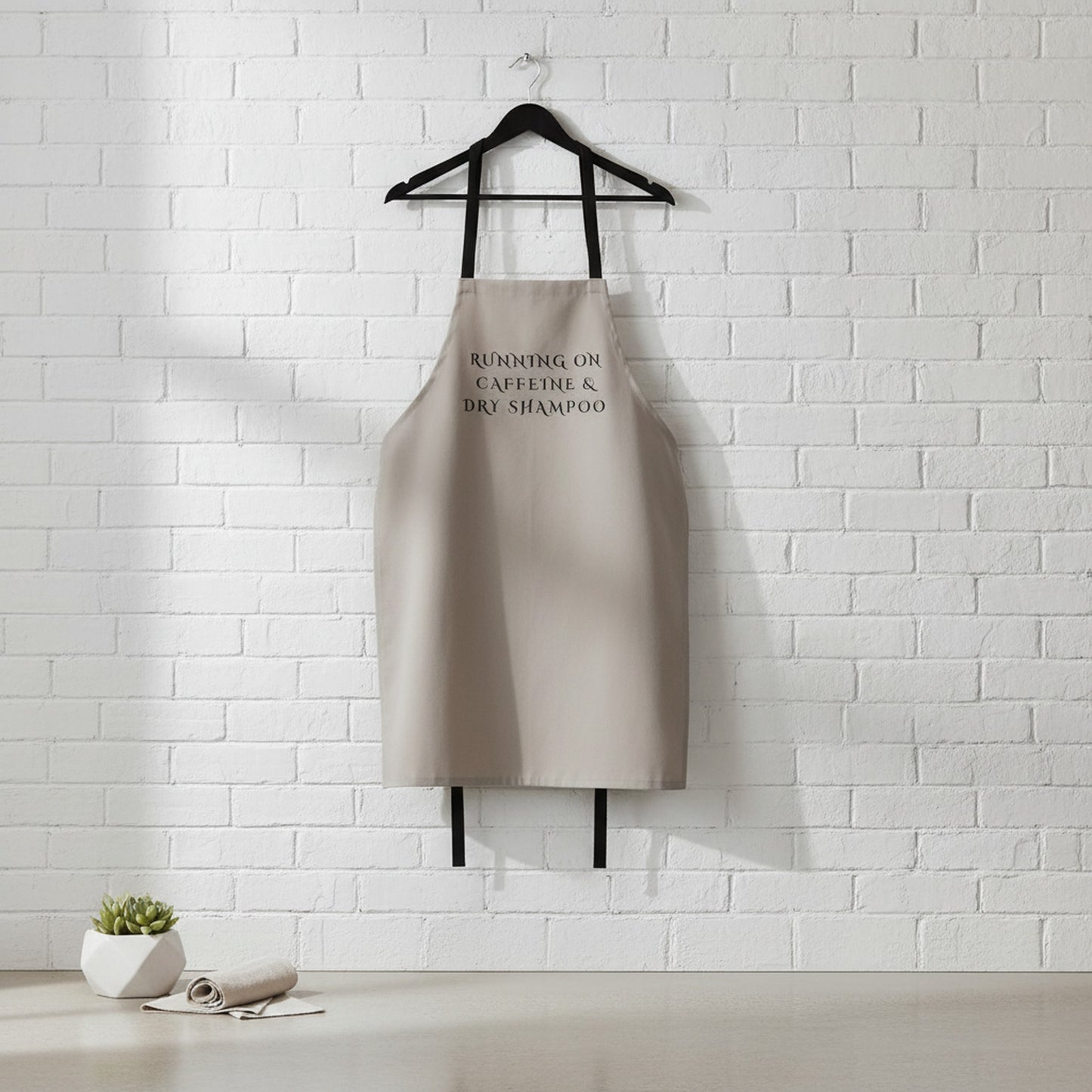 Running on Caffeine & Dry Shampoo Apron – Perfect for Coffee Lovers
