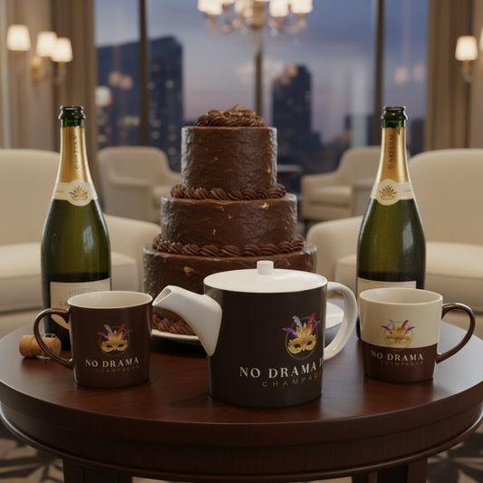 No Drama Just Champagne Bone China Tea Pot - Perfect Gift