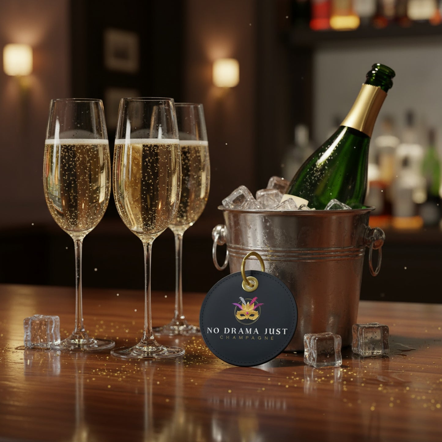 No Drama Just Champagne Key Ring | Ideal Present for Wine Enthusiasts
