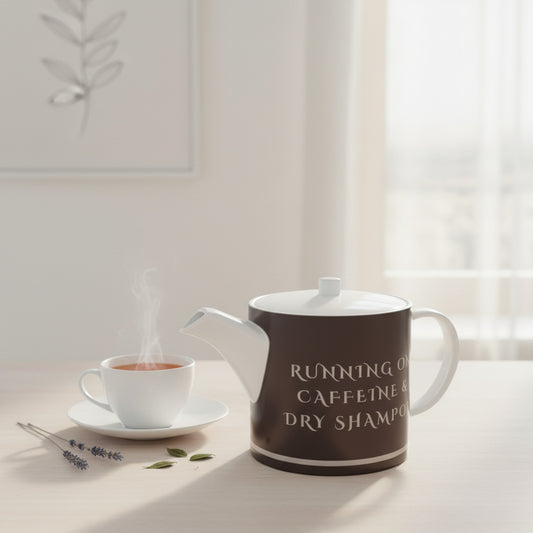 Tea Pot for Coffee Lovers: Running on Caffeine & Dry Shampoo Bone China