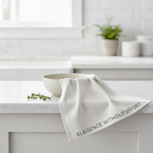 Elegence Without Effort: Ivory Tea Towel for Stylish Kitchens