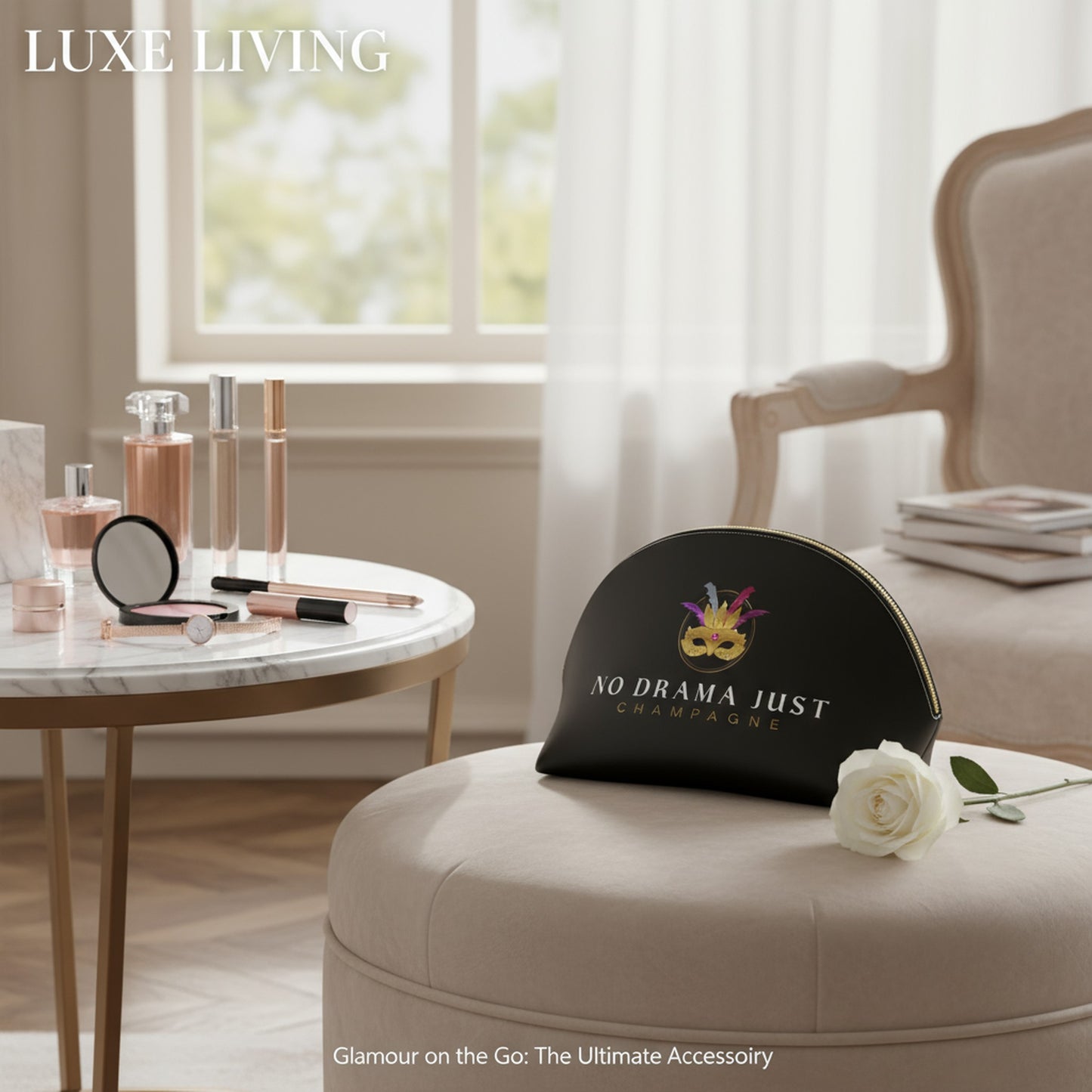 Chic No Drama Just Champagne Makeup Bag - Perfect Gift