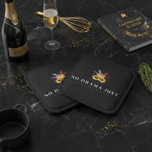 No Drama Just Champagne Pot Grabs | Chic Set of Two Oven Mitts