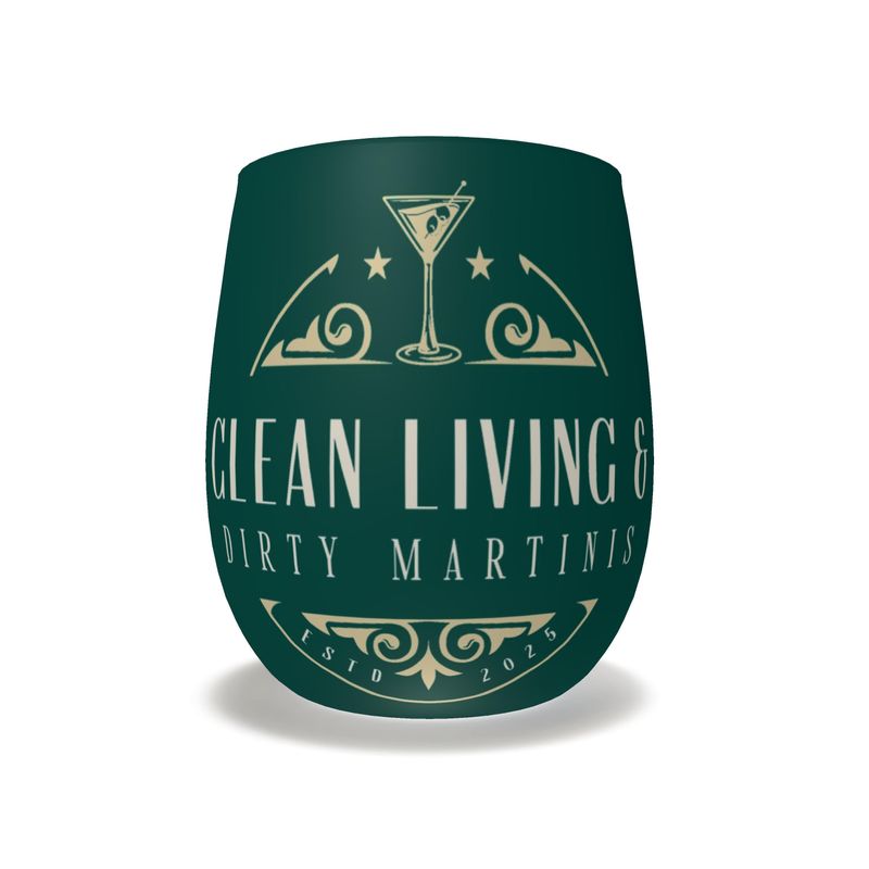 Clean Living & Dirty Martinis Crystal Water Glass - Elegant Drinkware
