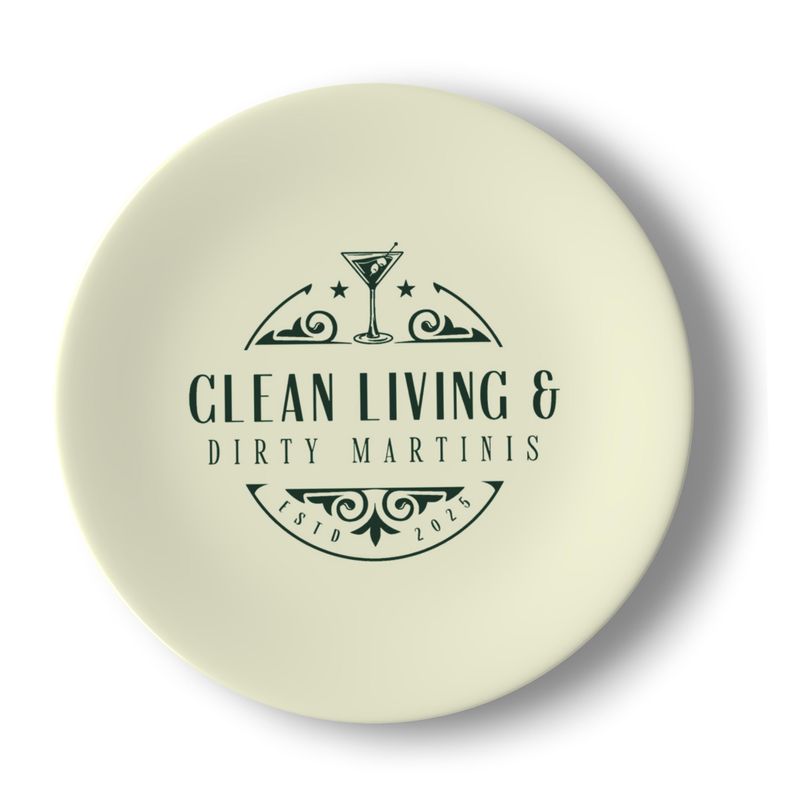 Clean Living & Dirty Martinis: Set of 2 Bone China Plates