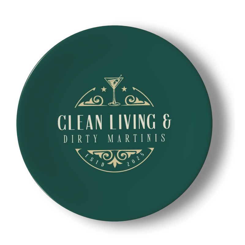 Clean Living & Dirty Martinis: Set of 2 Bone China Plates