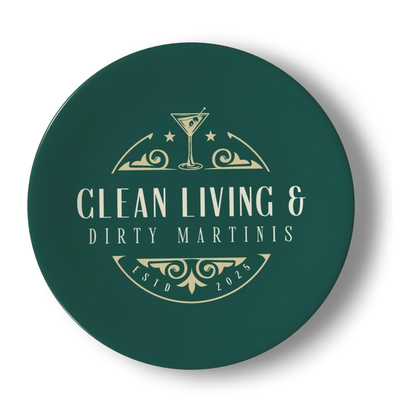 Clean Living & Dirty Martinis: Set of 2 Bone China Plates