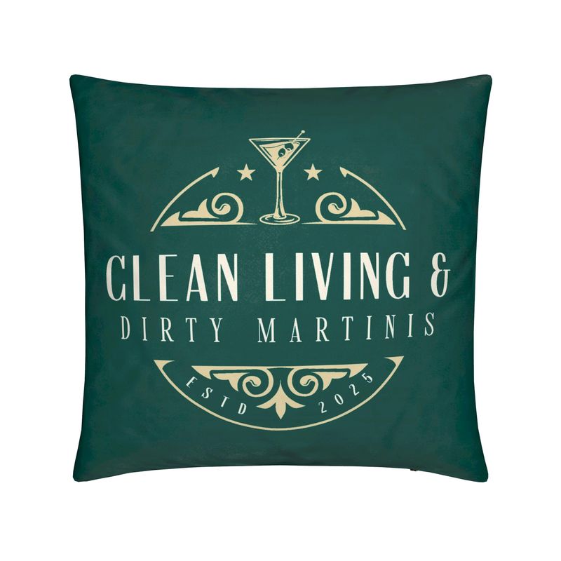 Clean Living & Dirty Martinis Velvet Cushion - Chic Home Decor