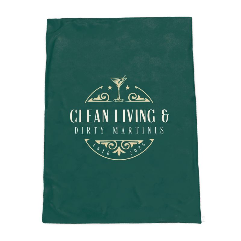 Clean Living & Dirty Martinis Sherpa Velvet Throw Blanket - Cozy Home Decor