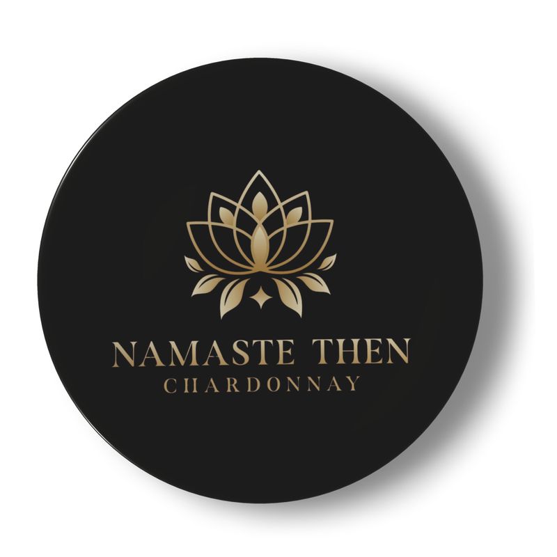 Namaste Then Chardonnay Set of Two Elegant Black Bone China Plates - Gift Ready