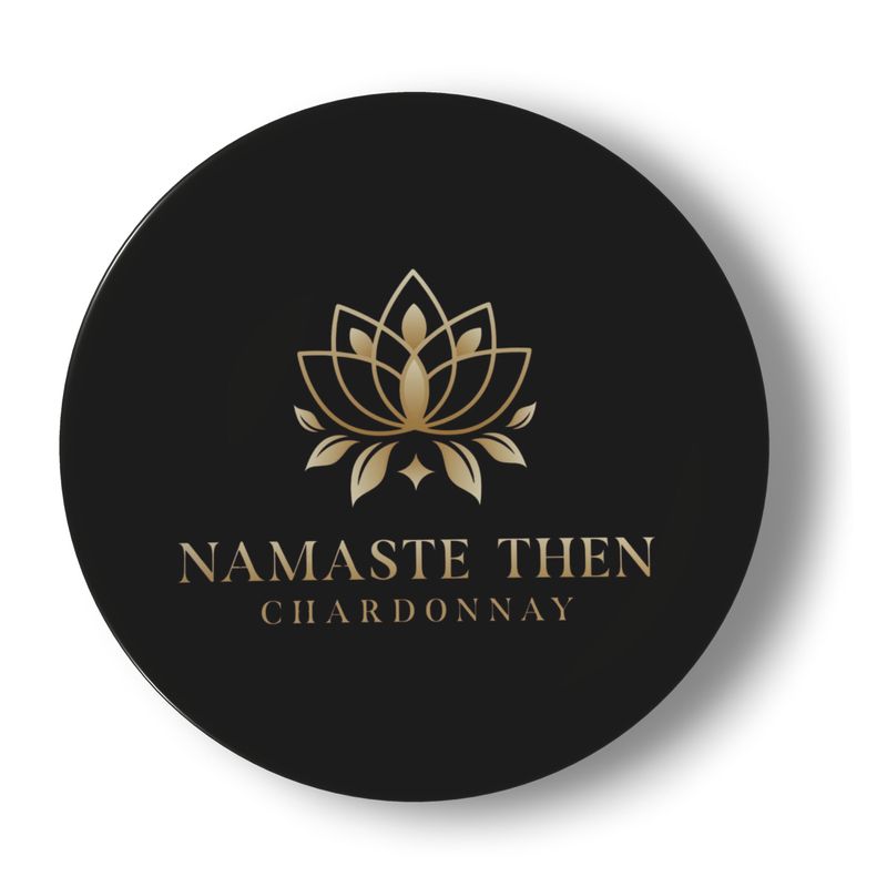 Namaste Then Chardonnay Set of Two Elegant Black Bone China Plates - Gift Ready