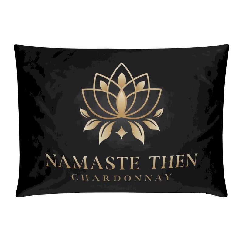 Namaste Then Chardonnay Velvet Pillow | Black Decorative Cushion
