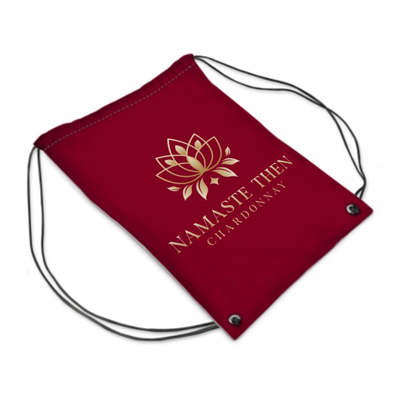 Namaste Then Chardonnay Drawstring Bag | Yoga Tote | Wine Lover Gift