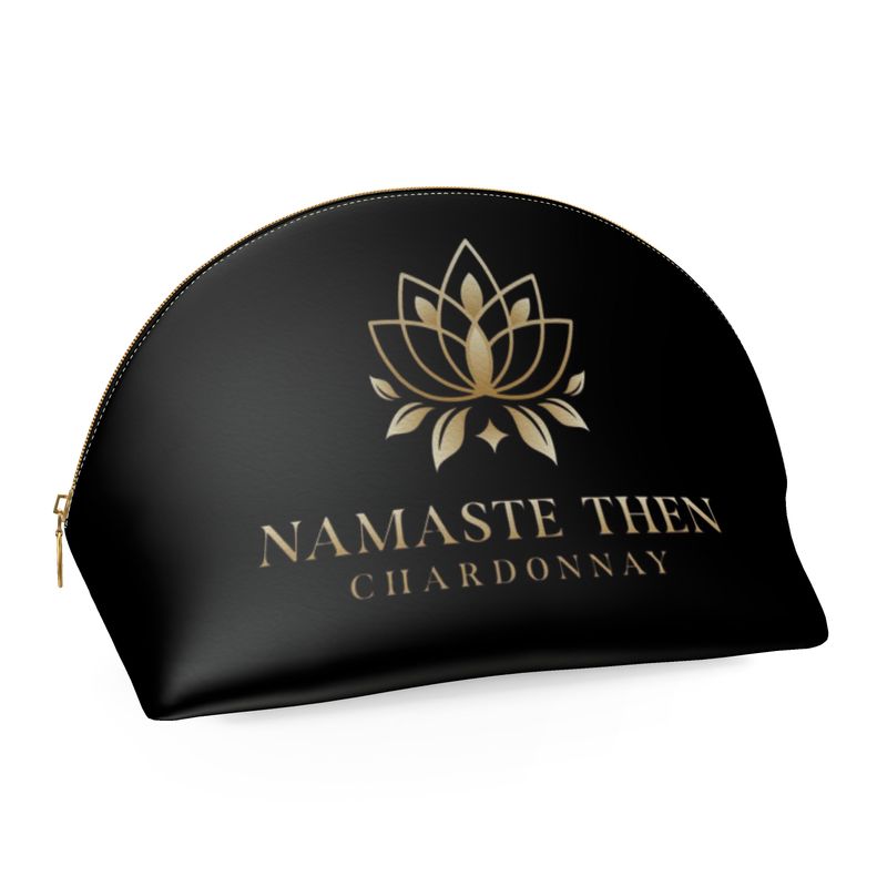 Chardonnay & Namaste Makeup Bag - Stylish Wine Lover's Cosmetic Case