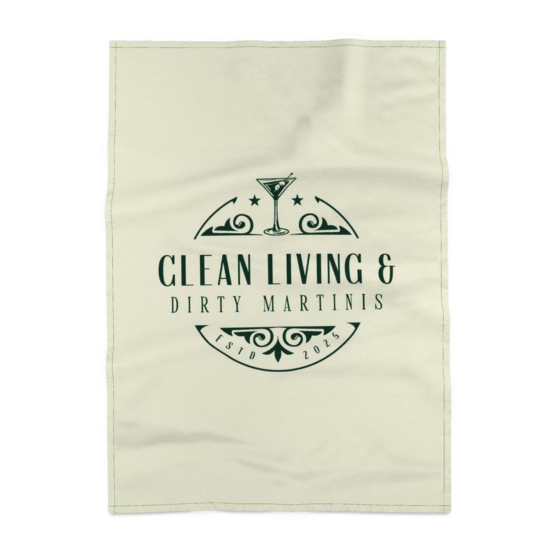 Clean Living & Dirty Martinis Dish Towel - Fun Kitchen Decor Gift