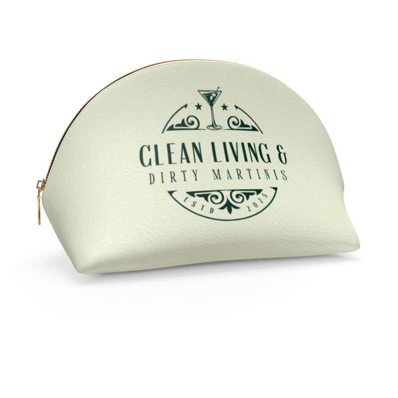Stylish Cosmetic Bag: Clean Living & Dirty Martinis Design