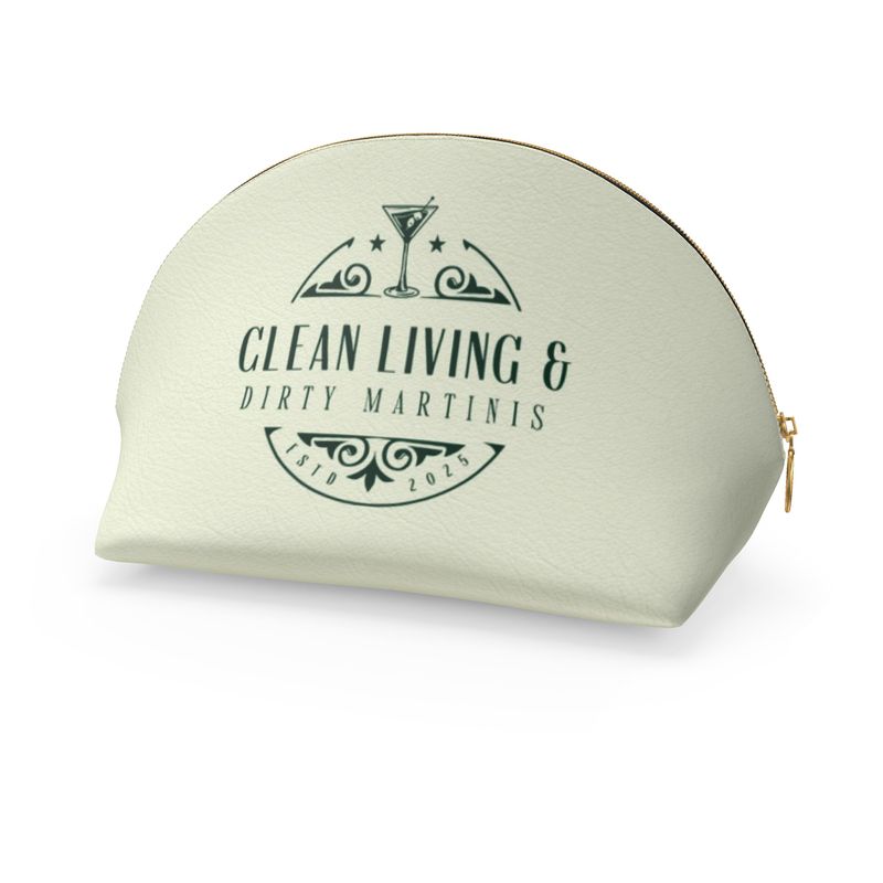 Stylish Cosmetic Bag: Clean Living & Dirty Martinis Design