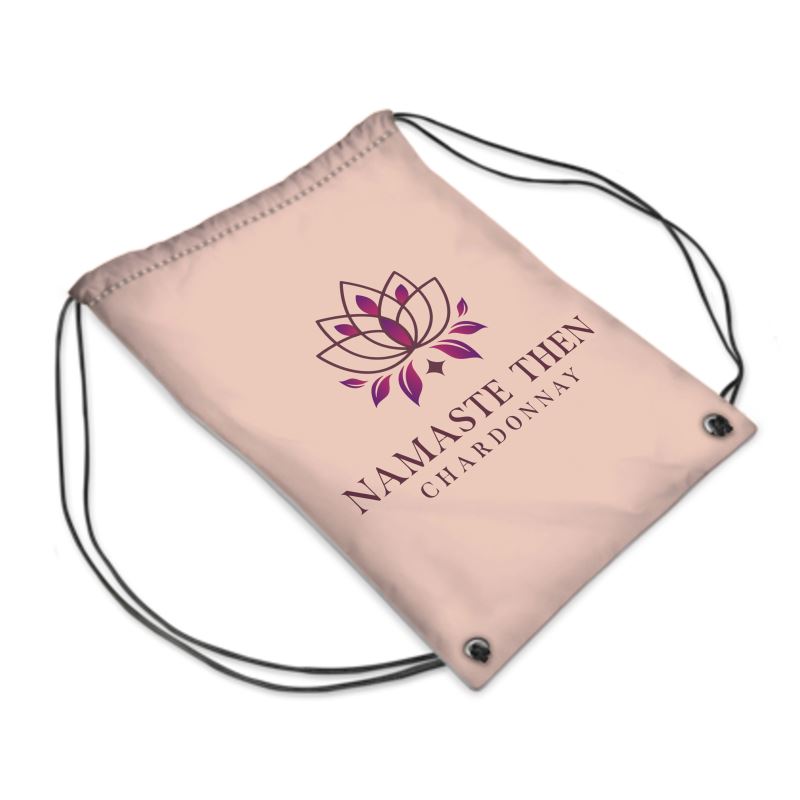 Namaste Then Chardonnay Pink Drawstring Bag - Cute Wine Lover Gift
